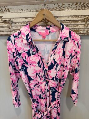 Lilly Pulitzer Maxi Dress Inky Flamingle Print Size Medium